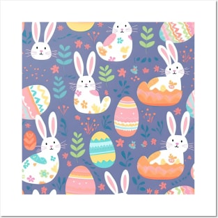 Colorful easter egg hunt pattern Posters and Art